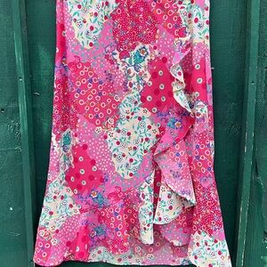 Vintage America Asymmetrical Pink Floral Dress